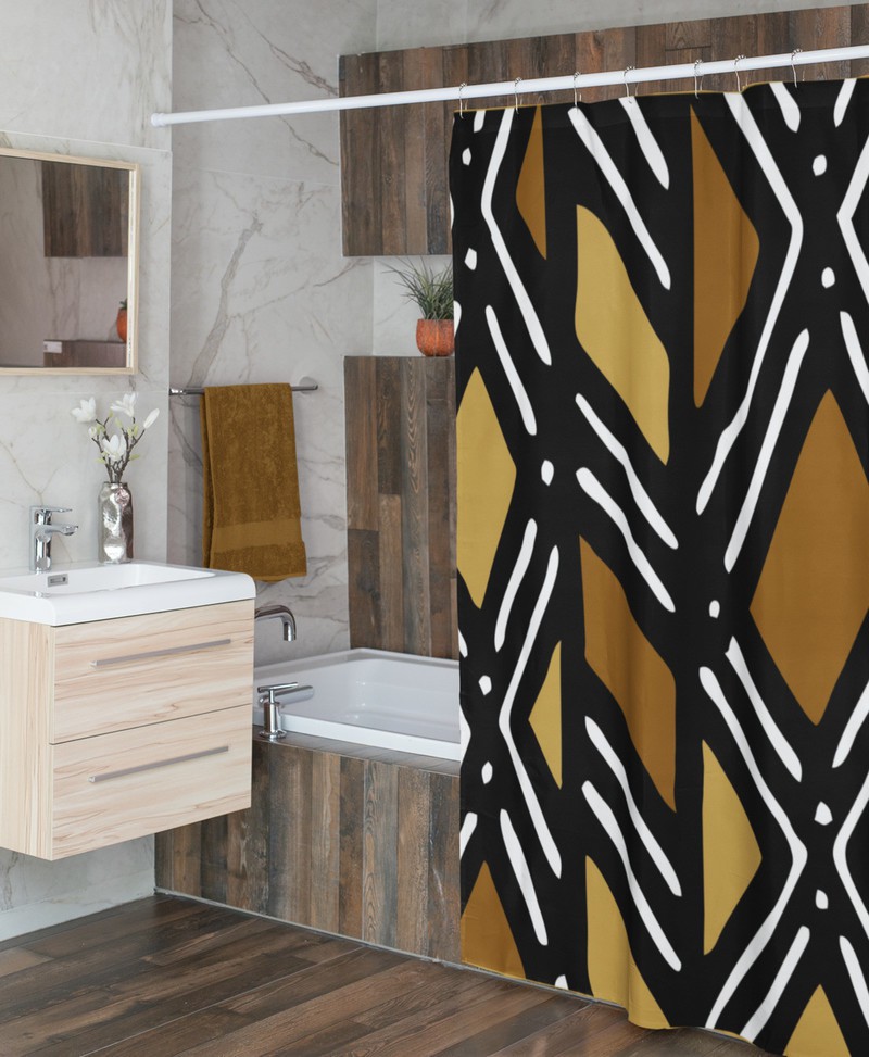 African Bogolan Shower Curtain By Lakemita Shower Curtains