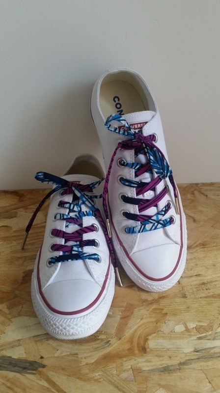 Paire de Lacets Wax Etroits Customisation multicolore, pour elle, wax Paire de Lacets Wax Etroits Customisation multicolore, pour elle, wax