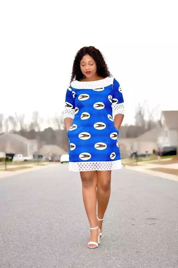 Xevi Blue Ankara Dress By Origin Trends Mid Length Dresses