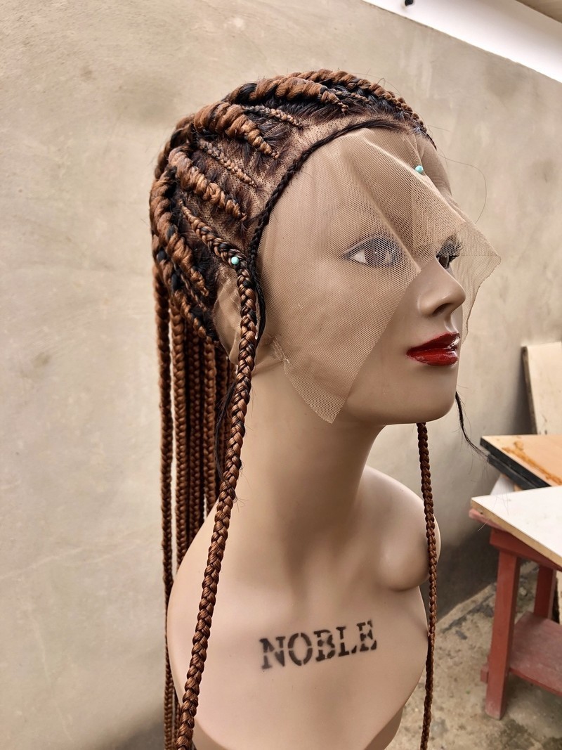 Cornrow High Ponytail Full Lace Braided Wig 40 Inches Long