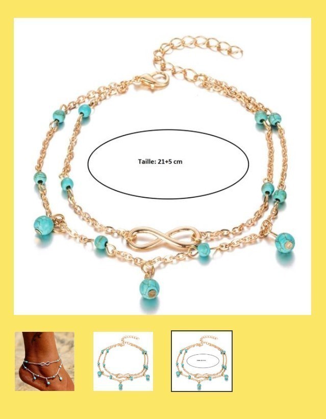 BRACELET de cheville en alliage de zing dorée envoie suivi-colis !! CHAINETTE